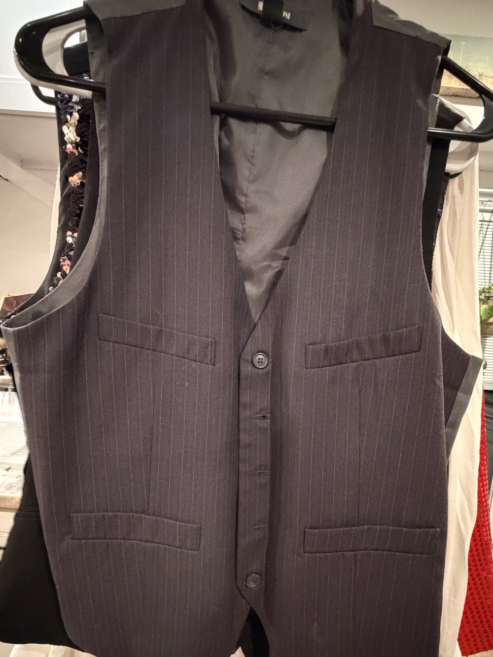 H&M Men's Dark Gray Pinstripe Dress Vest